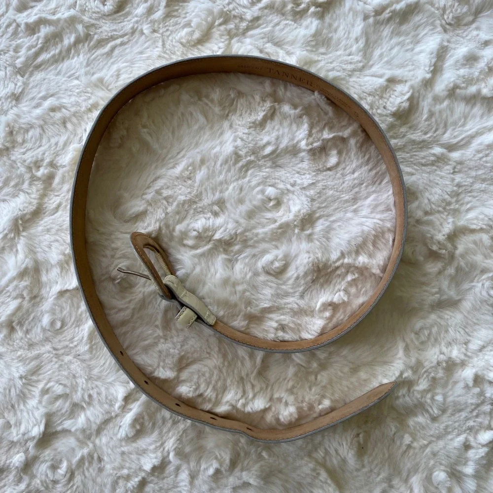 Tanner Lizard Embossed Belt Womens Small Cream Genuine Leather Italy Old Money